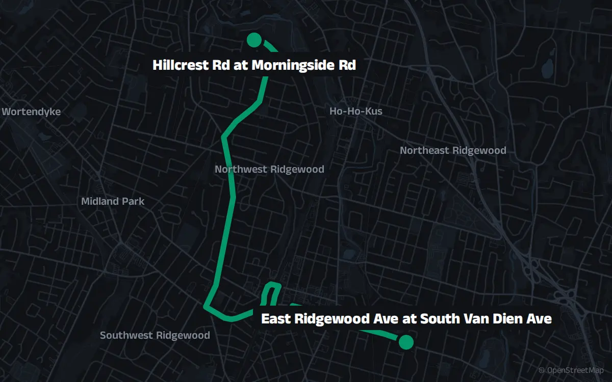 Mapa de la ruta del autobús 163S: Ridgewood - Paramus Seasonal